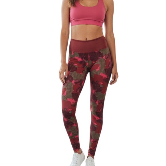 Adidas by Stella McCartney Geometric Maroon Believe This Tights Climalite Size X - Picture 1 of 4